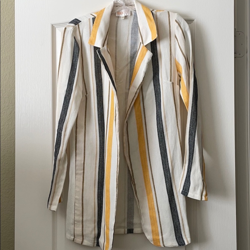 Striped linen-like blazer, NWOT
